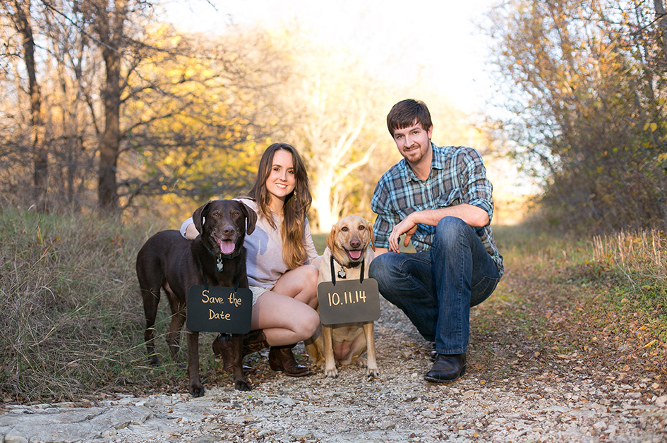 Engaged Couple with dogs